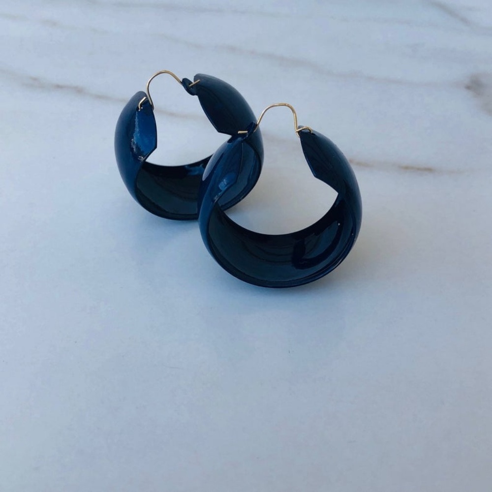 Vintage Navy Blue Chunky Hoops